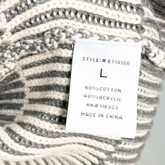 Easel | Boutique Oversized Striped Ribbed Sweater Gray Large - Picture 2 of 14